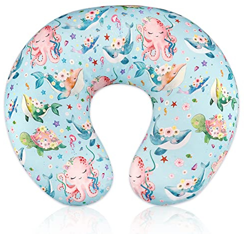 DILIMI Nursing Pillow Cover Stretchy Removable Cover for Breastfeeding Pillows, Ultra Soft Comfortable Slipcover for Baby Girl and Boy, Ocean World