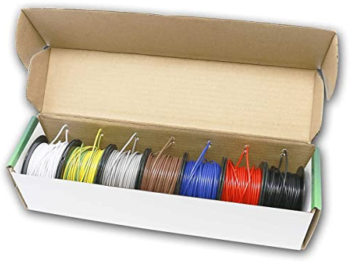 world-trading-net - PVC-Schaltlitzen Set LiFY 0,25mm², 7 Farben, je 10m, auf Spulen, flexible Litze in Dispenser-Box, Aufbau mit 50x0,08mm Kupferdraht