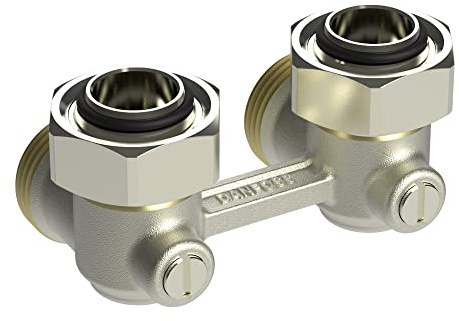 Danfoss Hahnblock RLV-KB f. Zweirohranl., R 3/4, Eckform, vernickelt