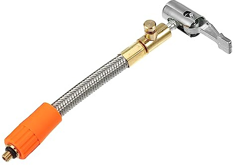QUARKZMAN Reifenfüllschlauch-Adapter M6 Mit Entlüftungsventil 1 STK. | Edelstahl, Silber, 16 Cm, M6x1, Doppelt Lock-On, Ventilschaft-Feingewinde, Für PKW, LKW, Motorrad, Fahrrad (<300 Psi)