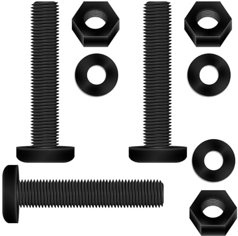 pzsmocn 150 Pièces/50 Ensembles M8*50 mm en Plastique Nylon Noir Croix Tête | Ronde Kit Bricolage Fil, Vis Rondelle Assemblage, Écrou Isolante Électronique, Hexagonal Taille Câble, Combinaison Standard