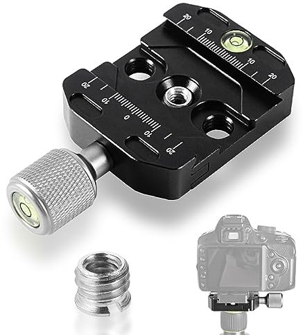 Vegena Abrazadera de placa de liberación rápida compatible con Arca-Swiss, abrazadera de metal para cámara, 38 mm de ancho, color negro