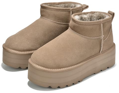 Project Cloud 100% Genuine Leather Ankle Boots for Women - Anti-Slip Memory Foam Insole Womens Boots - Lightweight Winter Womens Shoes, Ankle Booties for Women (Huggy, Taupe, 10)