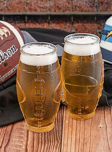 American Football Bierglas (2er Set) mit fühlbarer Naht Football Geschenk für echte Footballfans