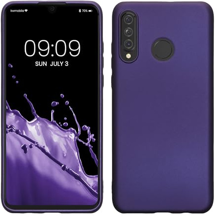 kwmobile Handyhülle für Huawei P30 Lite Hülle - Silikon Case metallisch schimmernd - Schutzhülle Cover - Metallic Blauviolett