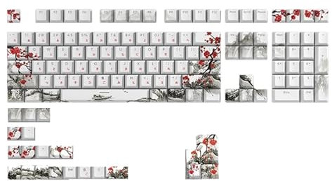 Lot de 129 touches de clavier russe, coréen, japonais, pour claviers mécaniques 61/87/108 - Touches de teinture pour claviers mécaniques russes, anglais, russes, coréens, japonais