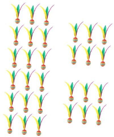 Kisangel Wurfspiel Ball Mit Feder 30 STK Badminton Paddelball Jianzi-Spiel Outdoor-spielset Strand Spielzeuge Spielzeug Für Draußen Kinderbedarf Interessantes Kinderspielzeug Draussen Zubehör Feder