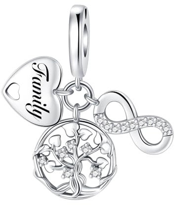 BIZK Familien Stammbaum & Family Infinity Charm-Anhänger für Armband 925 Sterling Silber Charm Bead Pendant für Europäische Armbänder und Halsketten