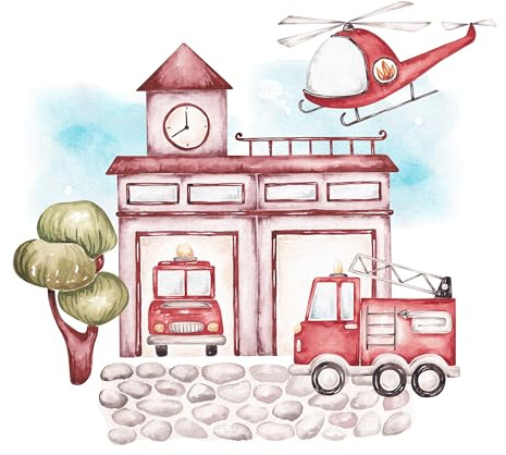 GRAZDesign Wandtattoo Feuerwehr Kinderzimmer & Babyzimmer, Wandaufkleber Junge für Kleinkinder, Wanddeko als Sticker - 62x57cm