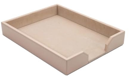 DACASSO Briefablage aus Lederfaserstoff, luxuriöser Briefhalter und Papier-Organizer für den Schreibtisch, Büroorganisation und Schreibtischdekoration, Weiß