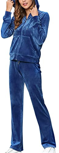 MessBebe Womens Velour Tracksuits Set Sweatsuit Hoodie Top and Jogging Pants Casual Loungewear 2 Piece