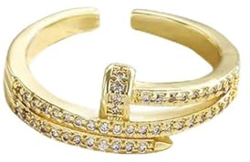 Gu Feng Placcato Oro Cz Anelli Del Chiodo Per Le Donne Hip Hop Punk Stile Cubic Zirconia Aperto Regolare Anello Del Dito聽