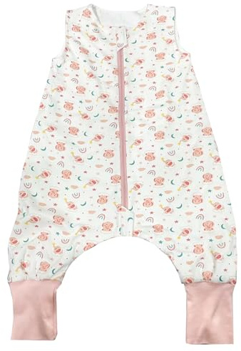 WYTbaby Sacco Nanna Con Piedini 100% Cotone 1 Tog Tutto l'Anno per Bambini 6-18 Mesi