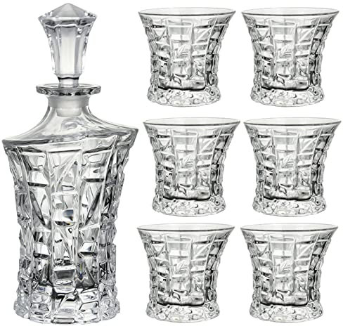 YOtat Botella De Whisky De Cristal, Recipientes De Cristal para Vino Y Cerveza, Vasos para Botella De Vidrio, Herramientas De Decoración para Bar En Casa, Juego De 7 Uds.