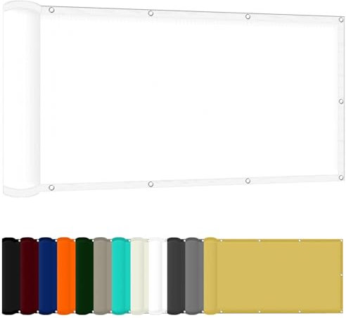 Sonnenschutznetz 30 x 400 cm Wasserdicht Quadratisch Balkon Sichtschutz Uv-Schutz-Polyestergewebe mit Seil Ideal für Schwimmbäder Partys Und Outdoor-Aktivitäten, Weiß