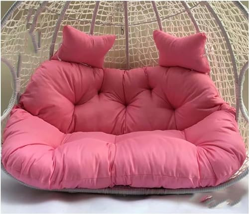 RUYICZB Doppel Hängesessel Ei Stuhl Kissen, Hängende Hängematte Stuhl Sitzkissen Ersatz, Verdickt 2 Personen Wicker Swing Stuhl Für Outdoor-Garten, Wasserdicht Und Flauschig,Rosa