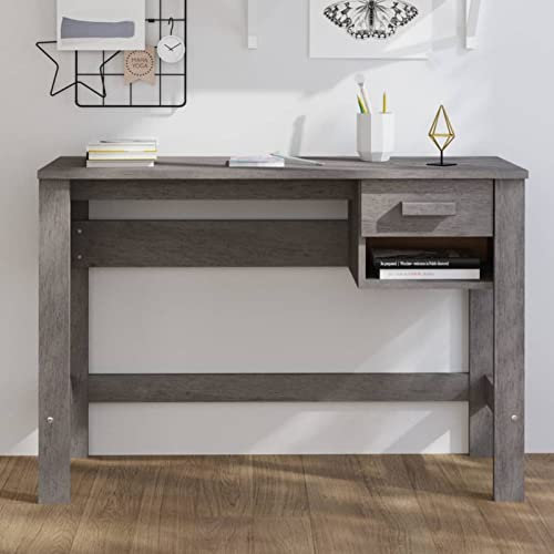 CIADAZ Schreibtisch HAMAR Hellgrau 110x40x75 cm Massivholz Kiefer, Gaming Tisch, Computertisch, Computer Desk, Office Table, Bürotisch, Arbeitstisch, Nähtisch, Pc Tisch