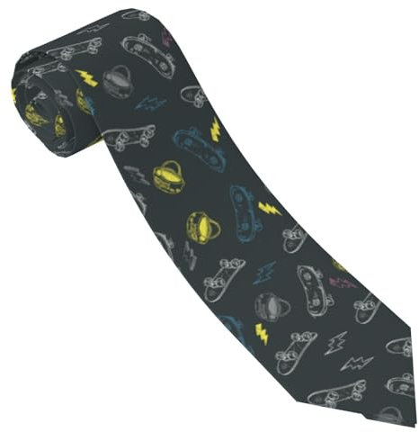 ESNAIUVCD Herren-Krawatte mit Graffiti-Skateboard-Druck, bedruckte Krawatte, formelle Party, Hochzeit, Geschenk, Krawatten für Männer, Schwarz , Einheitsgröße