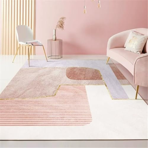 RUGMRZ Carpet Living Room Waschbarer Teppich Kinderzimmer 130x190CM Teenager mädchen haustür Lila Rosa weicher moderner minimalistischer