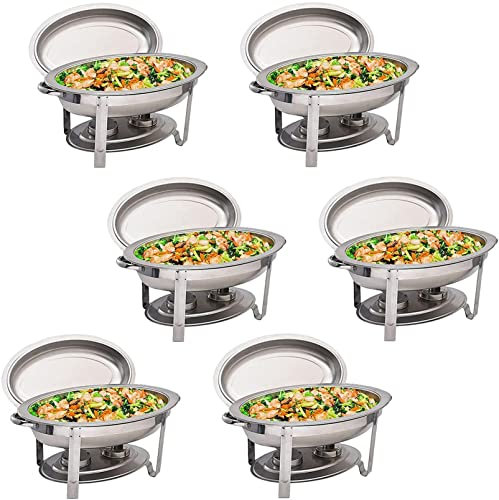 UKLULUAMZ Chafer Chafing Dish for 1/2/4/6 Packs,Stainless Steel Complete Set Kitchen Catering Banquet Buffet Warming Contai (6 Pack)