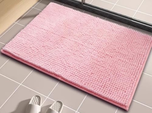 LEZUAN Badematte aus Chenille, Weich Badteppich, rutschfest Badvorleger, Absorbent Badezimmerteppich, Flauschig & Waschbar(Rosa,40 x 60 cm)