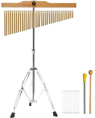 SOCROTO 36-Bar Chimes Percussion 36 Notes Musical Instruments Single-Row Wind Chimes with 2.5-4FT Adjustable Stand Musical Percussion for Orchestras Choirs Classrooms Church Bands