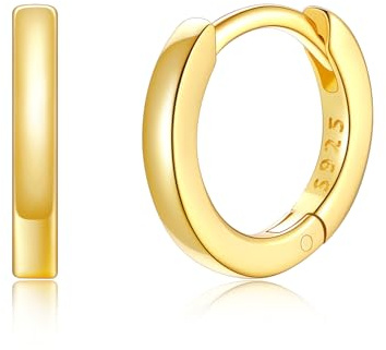 Silvora Kleine Creolen Silber 6mm/8mm/10mm/12mm/14mm/16mm/18mm/20mm Damen | 925 Silber Ohrringe Hoop Huggie Creolen Silber/Gold/Schwarz/Rosegold Schläfer Kreolen für Frauen Herren Männer