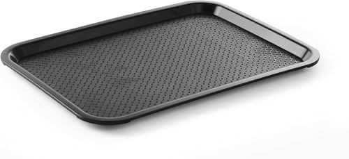 HENDI Plateau de Service, Moyen, rectangulaire, Multi-Usage, résistant jusqu'à 80°C, Plateau Fast Food, pour Servir Nourriture et Boissons, Restauration Rapide, 305x415x(H) 20mm, Noir, polypropylène