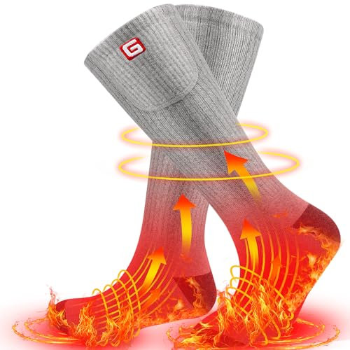 Svpro Beheizte Socken für Männer Frauen, 4000mAh Batterie Heizung Elektrische Warme Socken, Wiederaufladbare Beheizte Jagd Socken Winter Warm Thermal Fußwärmer für Camping Skifahren Wandern