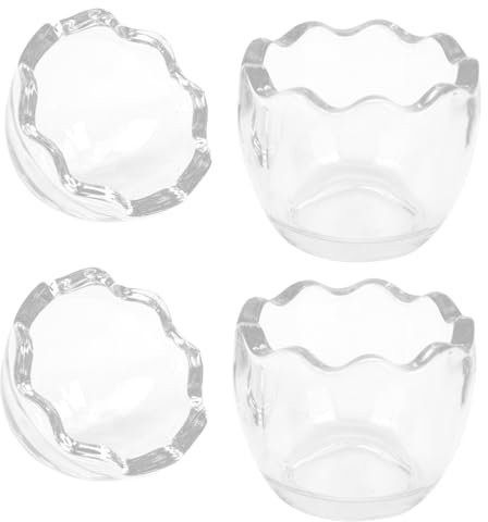 TOPBATHY Lot De 2 Coupes à Pudding En Verre 100 Ml Forme Coquille D'œuf Haute Température Compatibles Four Micro-ondes Réfrigérateur Pour Desserts Fêtes