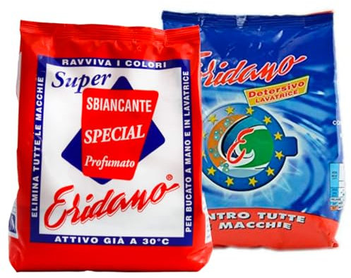 Super Sbiancante + Detersivo Profumato in polvere Eridano, Lavatrice e Bucato a Mano, Elimina Macchie, Ravviva Colori, Attivo a 30°C, 2 x 750gr - Amami BEAUTY