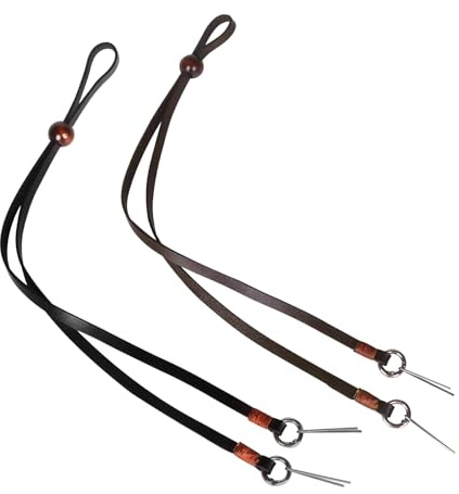 Lederhut, Kinnriemen, Stampede-Saiten, Cowboyhüte, abnehmbarer Hut, Kinnkordel für Cowboy-Sonnenhüte, Schwarz / Braun, 17.7inch