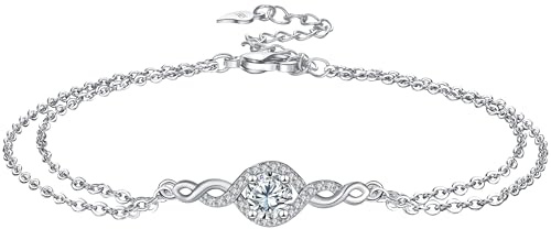 J.MUEN Unendlichkeit Armband Damen 925 Sterling Silber Armband mit Keltisches Symbol Frauen Schmuck Valentinstag Muttertag Geburtstags Hochzeits Jubiläum