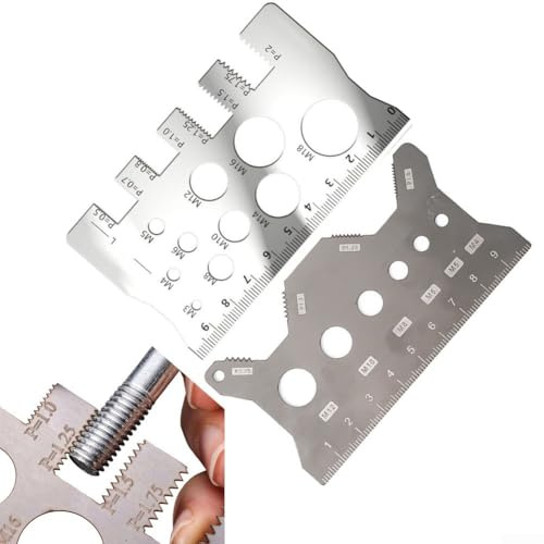 Règle de pas de filetage de vis, 2 pièces en acier double face jauge de boulons métrique, pour machinistes, ingénieurs