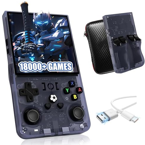 R36MAX Console di gioco portatile retrò con 40+ emulatori,18000+ giochi classici, sistema Linux open source, schermo IPS da 4,0 pollici, console di gioco portatile,4000 mAh (Grigio scuro 64G)
