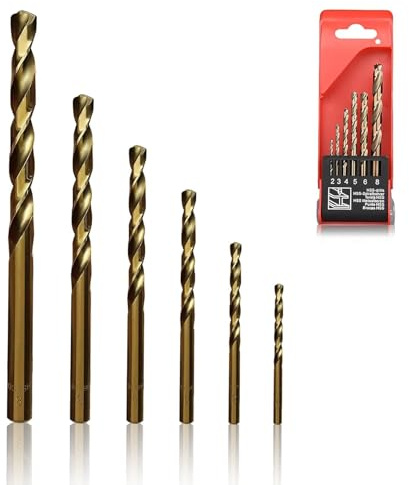 Alrens M35 Hss Drill Bits Set, 2-8mm Cobalt Metal Drill Bit Sets, 6pcs Metals Drill Set Steel Wood Drill Bits for hard steel Aluminium Hards Cast Iron Plastic & Wood