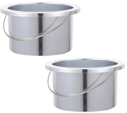 MUELODSIC Olla Interior de Aluminio para Derretir Cera 2 Unidades 100 Mm Diámetro Recipiente Confiable para Depilación Uso Profesional y Doméstico
