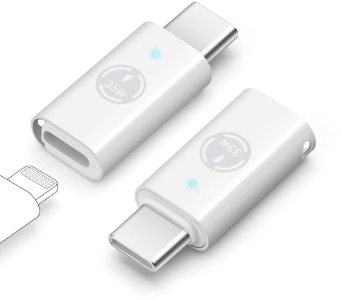 BORLTER CLAMP Adaptador Lightning a USB-C con PD35W, 2 Unidades, Compatible con Carga PD y QC y Transferencia de Datos, para iPhone 17/16/15, Galaxy y Otros Dispositivos Tipo C