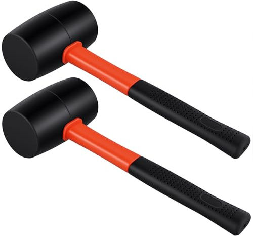MANCHAP 2 PCS 32oz Rubber Mallet, Rubber Hammer with Soft Grip for DIY, Camping, Woodworking