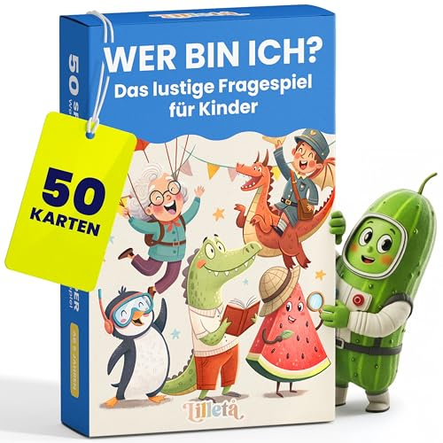 Lilleta ® „Wer Bin ich?“ – Lernspiel für Kinder ab 5 Jahren – 50 Spielkarten für kreativen Rätselspaß – Perfekt für Familien und Kindergeburtstagsfeiern, Wer ist es, Kinderspiele, Spiel