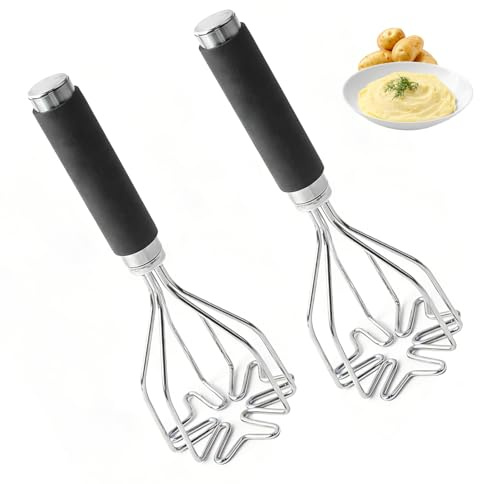 2 Presse Puree,Acier inoxydable Ecrase Pomme de Terre Motif de Fleur de Prunier Presse Purée,Presse Purée Manuel,Il Peut Servir à Faire Pommes de Terre et Légumes et Fruits Etc(26 X 9 CM)