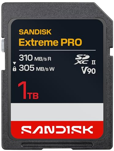 SANDISK Extreme PRO SD UHS-II V90 Karte mit 1 TB (Lesegeschwindigkeiten von bis zu 310 MB/s, Schreibgeschwindigkeiten von bis zu 305 MB/s, kompatibel mit DSLR-Kameras und spiegellosen Kameras)