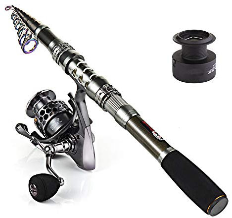 Sougayilang Angel- und Rollen-Kombination, tragbar, Teleskopangel, Stationärrolle, für Reisen/Salzwasser/Süßwasser-Angeln, 2.1M/6.89FT Rod+XY3000 Reel
