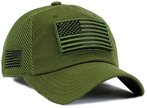 USA Flag Hat OD Green Detachable Patch Micro Mesh Tactical Cap