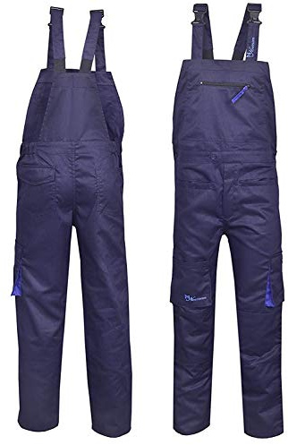 NORMAN Blu Navy Rubinetto e Bretelle Tuta Monouso Resistente Pantaloni da Lavoro Dungaress Tasche - Navy, L