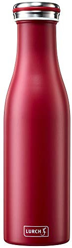 Lurch 240906 Isolierflasche/Thermoflasche für heiße und kalte Getränke aus doppelwandigem Edelstahl 0,5l, Bordeaux, 7.7 x 7.7 x 26.3 cm