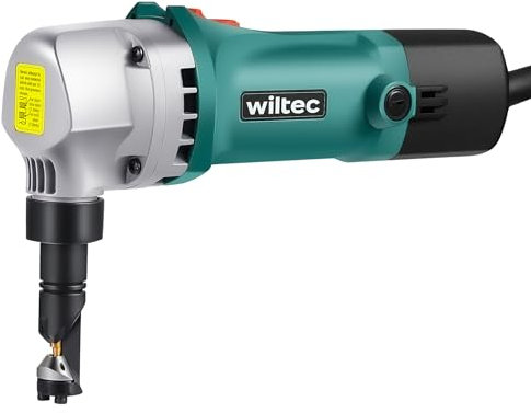 Wiltec Blechknabber 500 W mit Schnitttiefe bis 2,5 mm, Blechnibbler mit um 360° drehbarem Knabberkopf, Nibbler Blechschere