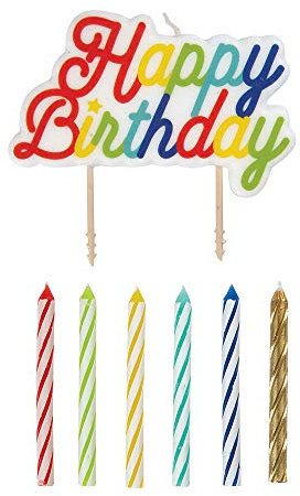 Unique 19979 Party 19979-Large Happy Pick Spiral Birthday Candles, Pack of 12,7.5 cm