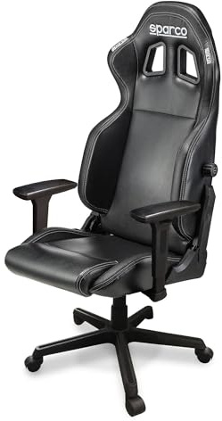 Sparco ICON SKY NR/NR - Sedia gaming, Sedia ufficio, Ergonomica, Regolabile, Pistone certificato, braccioli 2D, Nero Nero