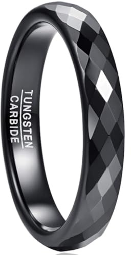 NUNCAD Ring Damen Herren SchwarzUnisex Fashion Ring aus Wolfram für AlltagHochzeit und Verlobung Größe 66 (21.0)